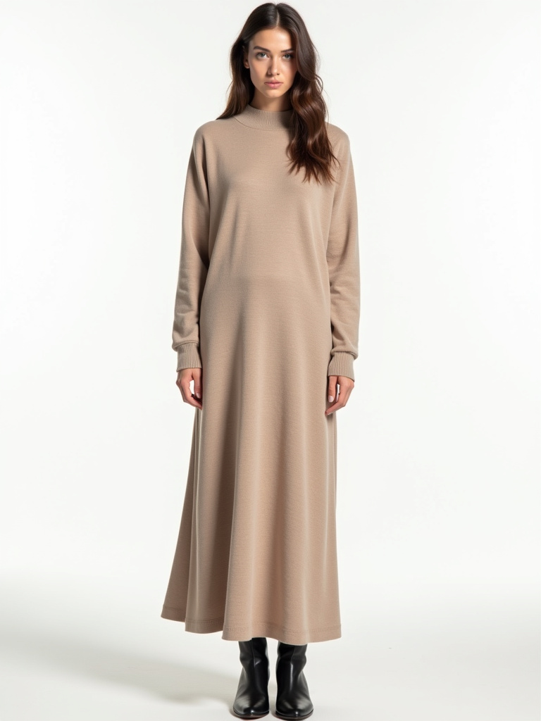 Robe pull longue col roulé plusieurs coloris